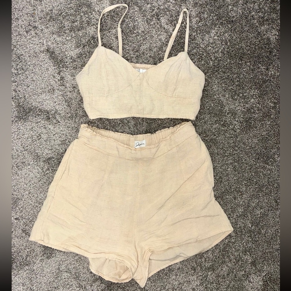 Beige Two-Piece Linen Set